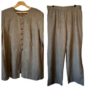 Special Thyme Ltd Womens 2-Piece Set 22W Gray Buttoned Blouse & Pants Rayon Blen